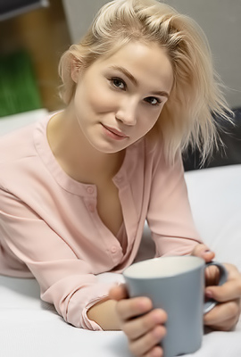 Sexy Blonde Lilly Mai In Flimsy Shirt And Pretty Panties