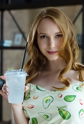 Vicki Wade Letting The Drops Trickle Over Her Lovely Breasts And Down To Her Fluffy Ginger Curls