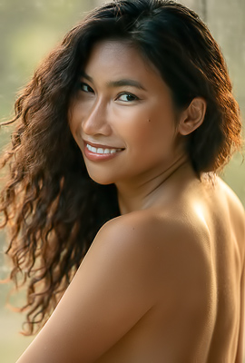 Niki Meow sheds robe to glisten in sunlight