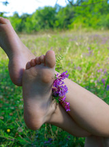 Una Teases With Lingerie In Wildflower Meadow Capturing Sunlit Pleasures - photo 03