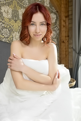 Rosalind Parts Her Slender Thighs To Frame Her Shaved Pussy