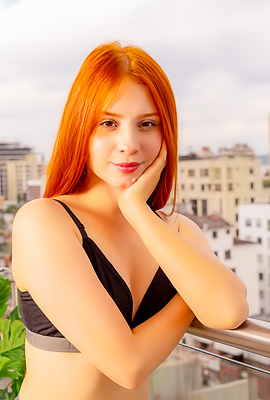 Ebba Strolls Out Onto The Balcony In Her Sporty Lingerie