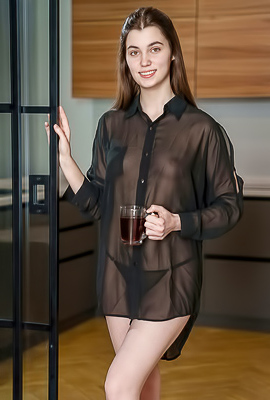 Danna Bliss Her Sheer Black Shirt Skimming Over Her Lovely Breasts