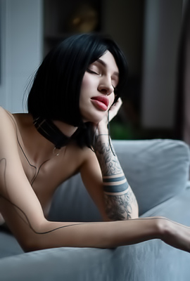 Teasing Tattoos As Marfaq Slithers Into Lingerie